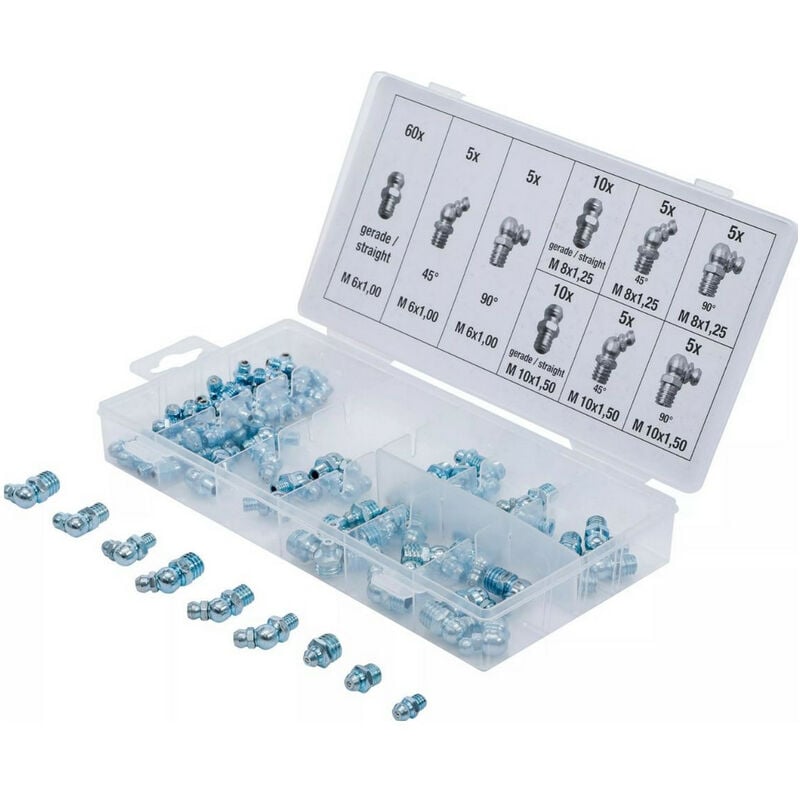 Assortiment de 110 graisseurs droits et coudes dimensions m6 - m 8 - m10