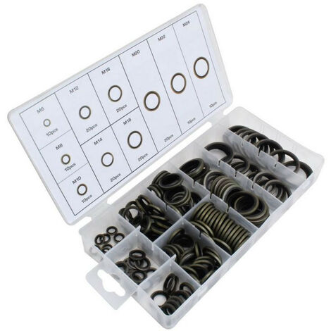 Assortiment de 150 bagues joints d'étanchéité B.S en acier et caoutchouc – Dimensions M6 à M24 – Solutions d'étanchéité pour applications variées – Asta