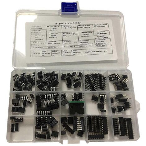 Assortiment de 150 puces CI : amplificateurs opérationnels, oscillateurs, PWM, PC817, NE555