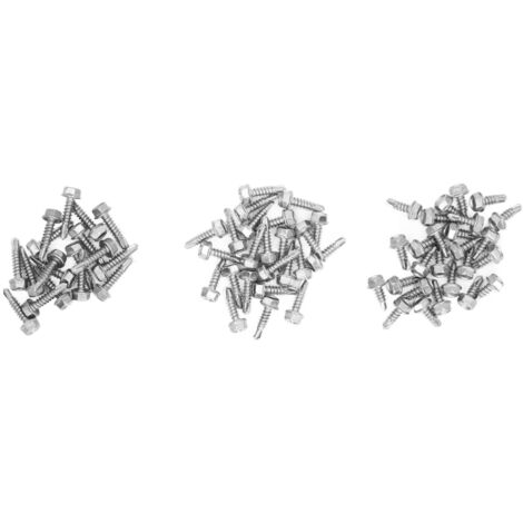 Assortiment de 150 vis autotaraudeuses à tête plate hexagonale avec rondelle en acier inoxydable 304