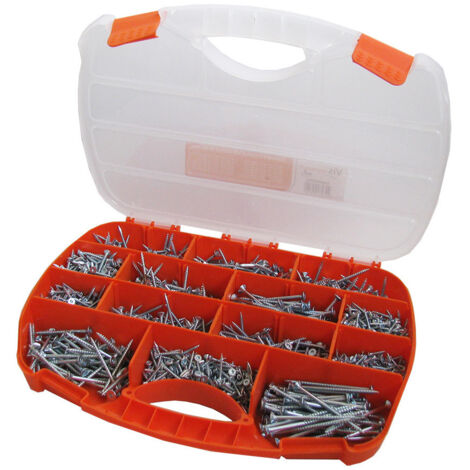 Assortiment de 1700 Vis bois et agglomeré savis vba Tête fraisée TF TORX Pointe antifendage type 17 Acier zingué blanc Embo