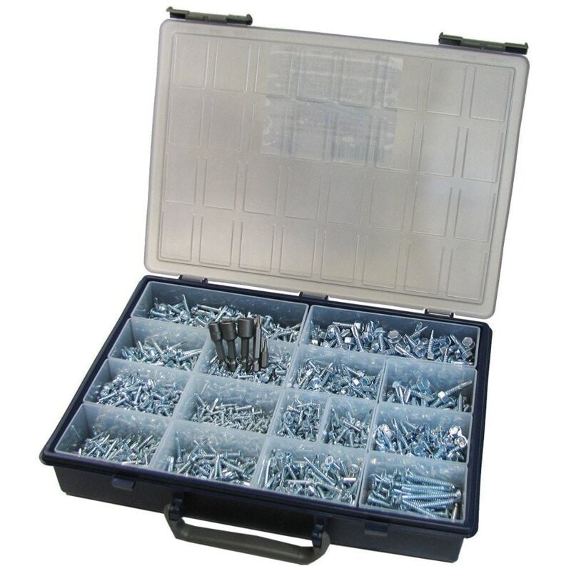 Assortiment de 1775 Vis autoperceuse Tête fraisée tf / Tête cylindrique tc Phillips / Tête hexagonale th Acier-1 pièce