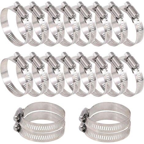 Assortiment de 20 colliers de serrage réglables à vis sans fin en acier inoxydable 304 (33-57 mm)