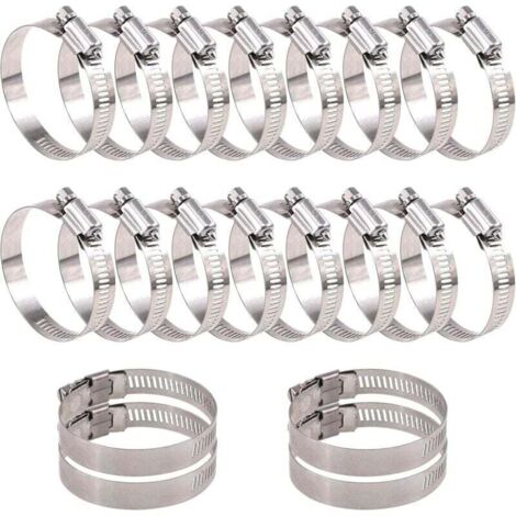 Assortiment de 20 colliers de serrage réglables à vis sans fin en acier inoxydable 304 (40-63 mm)