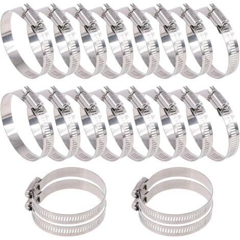 Assortiment de 20 colliers de serrage réglables à vis sans fin en acier inoxydable 304 (46-70 mm)