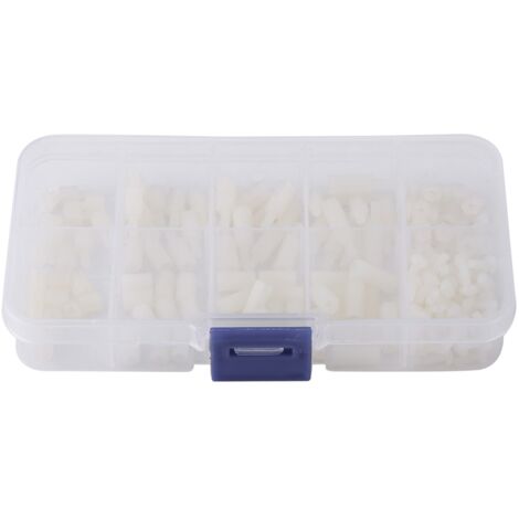 Assortiment de 200 vis et écrous hexagonaux M2.5 en nylon (mâle/femelle) avec boîte en plastique