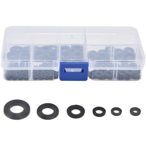 Assortiment de 250 Rondelles en Nylon Noir, Joints Plats Étanchéité M2 à M6 pour Bricolage et Réparations Domestiques