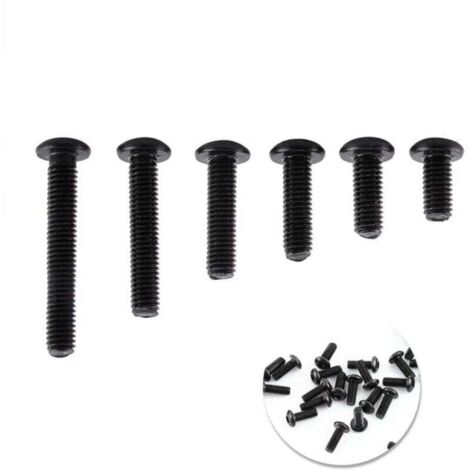 Assortiment de 250 vis à six pans creux M3 en acier allié noir avec écrous hexagonaux (tête bombée)