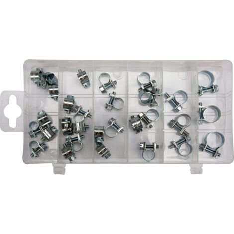 Assortiment de 30 colliers a machoire pour durites de 6 a 16 mm