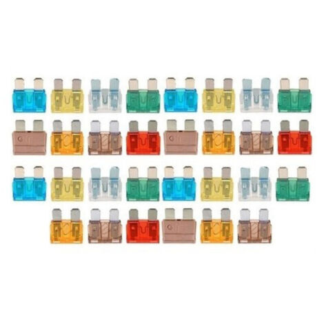 Assortiment de 30 fusibles enfichables – 3 à 40 ampères – Protection contre surcharges et courts-circuits – Compatible appareils standards
