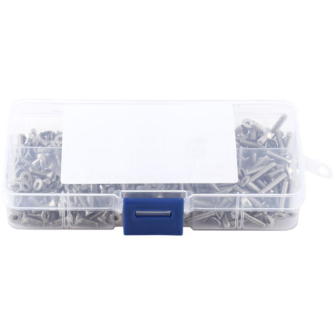 Assortiment de 300 Vis M3 Hex Socket à Tête Plate en Inox A2, Kit de Rangement avec Boîte Transparente pour Outillage et Réparation