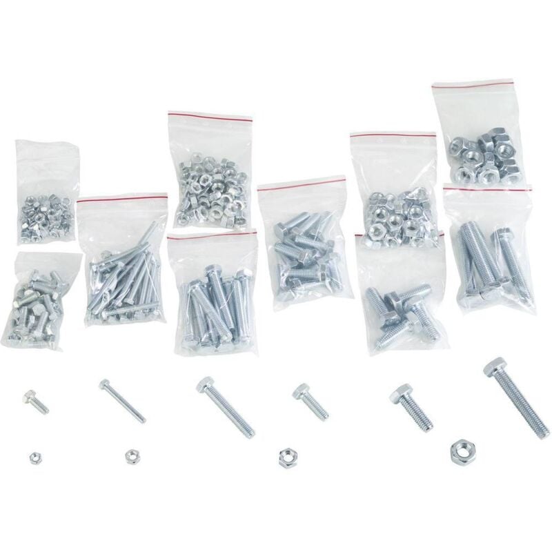 N.a. - Assortiment de 374 vis et écrous six pans en acier din 933