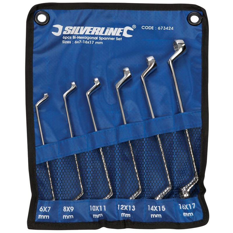 Jeu de 6 clés à oeil double bi-coudées 6 - 17 mm Silverline 673424