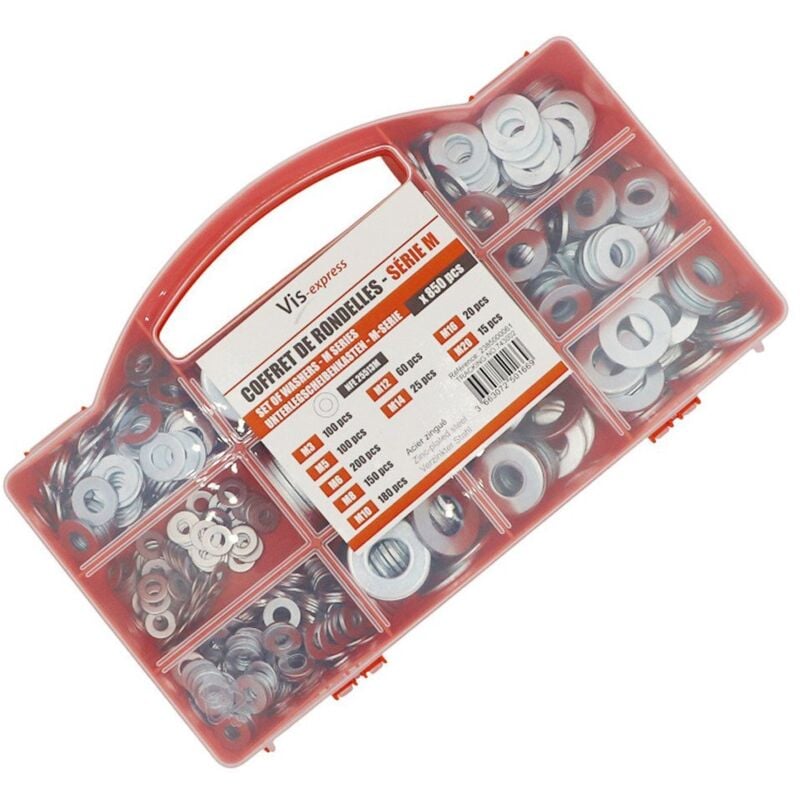 Assortiment de 850 Rondelle Acier zingué Série M (Moyenne)-1 pièce