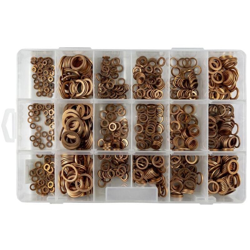 JBM - Assortiment de 900 joints cuivre d'etancheite dans une mallette