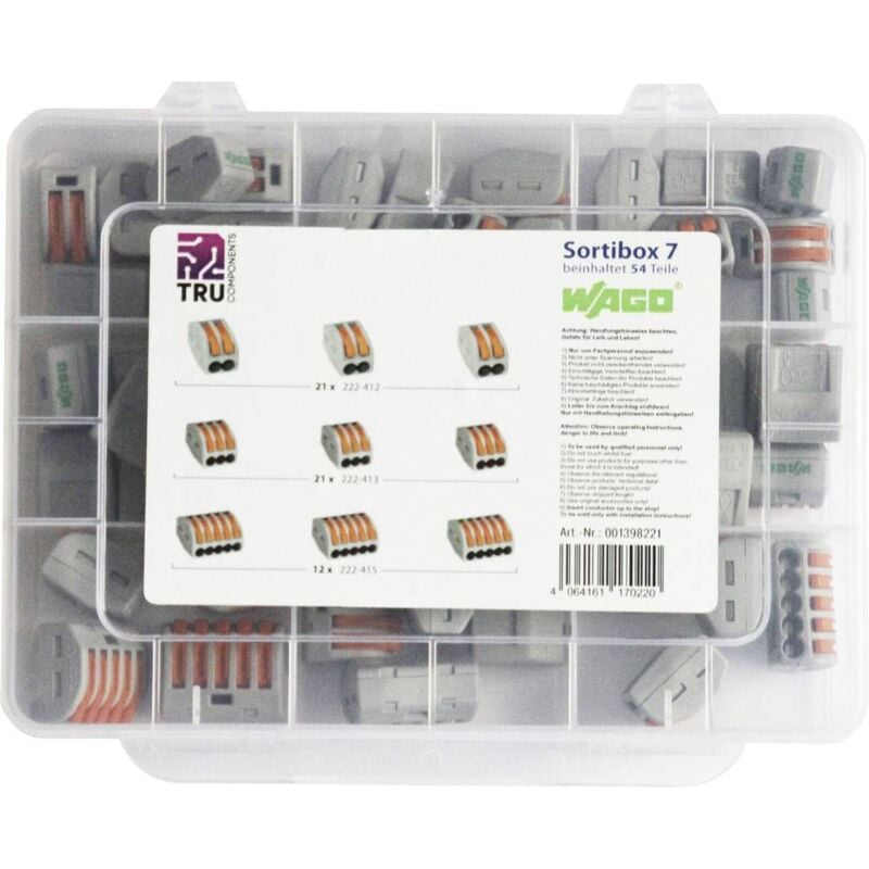 Wago - Assortiment de bornes pour boîte de dérivation WA-741-744 flexible: 0.08-2.5 mm² rigide: 0.08-2.5 mm² 54 pc(s)