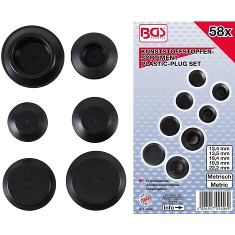 ASSORTIMENT DE BOUCHONS EN MATIÈRE PLASTIQUE 58 PIÈCES BGS 9406
