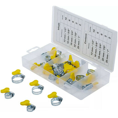 Assortiment de colliers de serrage a ecrous papillons 26 pieces