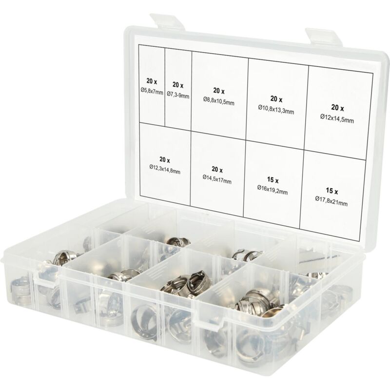 Kstools - ks tools Assortiment de colliers de serrage à 1 oreille à réglage continu ø 5,8 - 21 mm 170 pcs - 970.0830