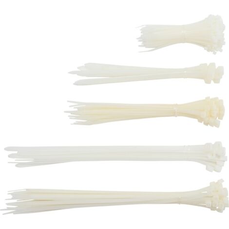 Assortiment de colliers plastique blanc 100 - 300 mm 250 pièces BGS Do it yourself