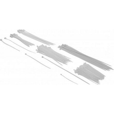 Assortiment de colliers plastiques attache fils blancs 250 pièces