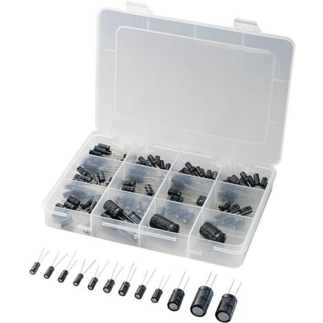 ASSORTIMENT DE CONDENSATEURS ÉLECTROLYTIQUES TRU COMPONENTS 442896 SORTIE RADIALE 148 PARTIES
