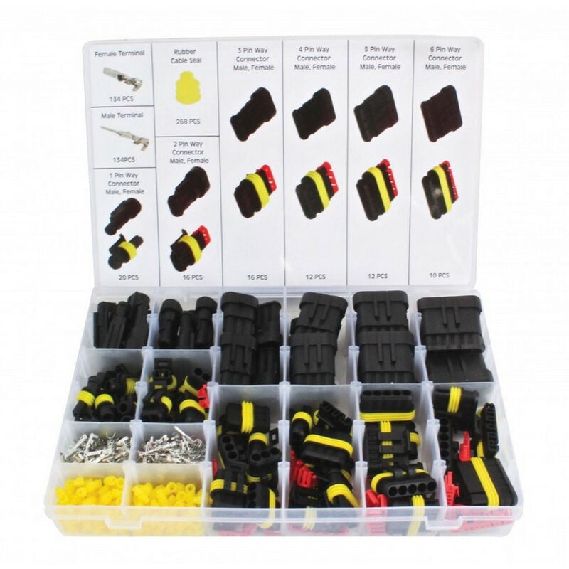 Assortiment de connecteurs etanches type superseal de 1, 2, 3, 4, 5 et 6 broches