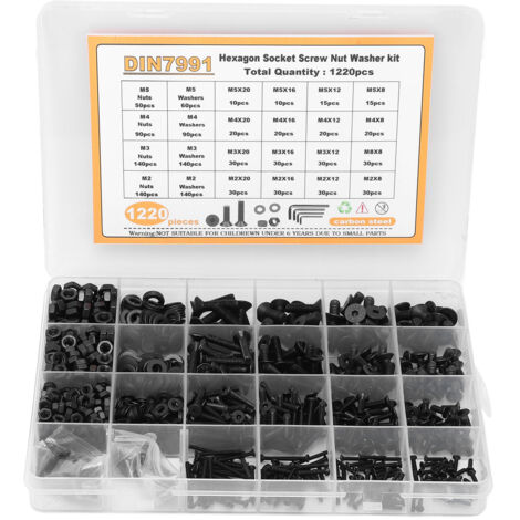[Assortiment de Fixations] + [Craftsman Series] + [Kit d'assemblage vis-écrous-rondelles] + [1220 pièces] + [M2-M5 Carbone]