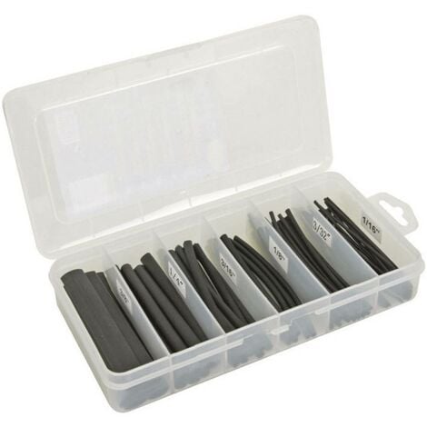 VELLEMAN LOT DE GAINES THERMORETRACTABLES - NOIR 10cm - 170 pcs - DANS COFFRET DE RANGEMENT K/STMC2B RI2150