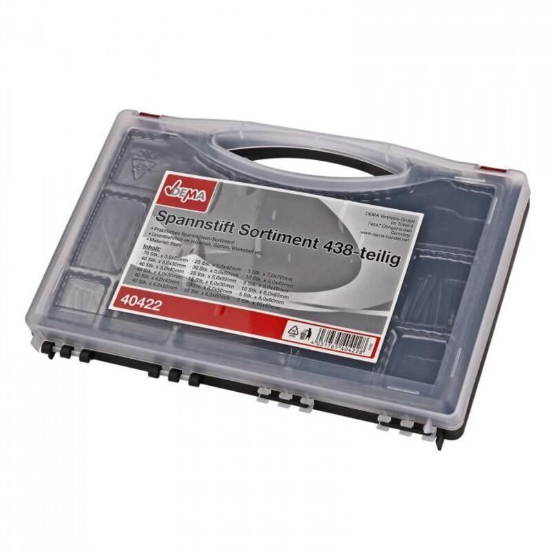 Dema - Assortiment de goupilles fendues acier - 438 pièces