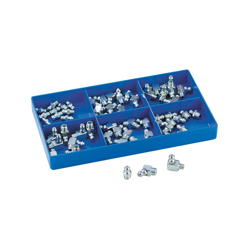 Assortiment de graisseurs - 60 pièces - avec une boîte de rangement en plastique