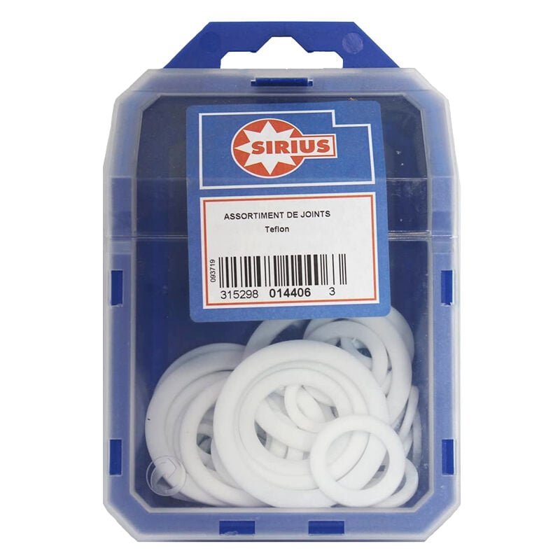 Watts - Assortiment de 50 joints téflon p.t.f.e. tous fluides 3/8' (12/17) à 1'1/2 (40/49)