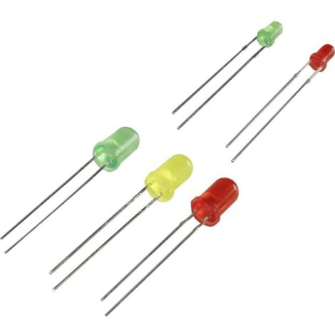 Assortiment de LEDs 3 mm, 5 mm TRU COMPONENTS VK-84523 1565565 vert, rouge, jaune rond 1 set