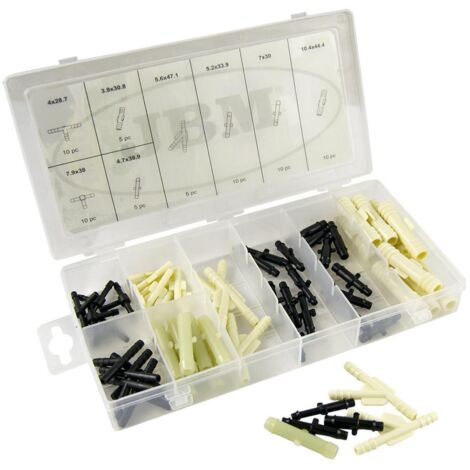JBM – Assortiment de raccords connecteurs tuyaux 65 pièces – 4x28.7, 7.9x38, 3.9x30.8, 5.6x47.1 – Pour raccordement efficace