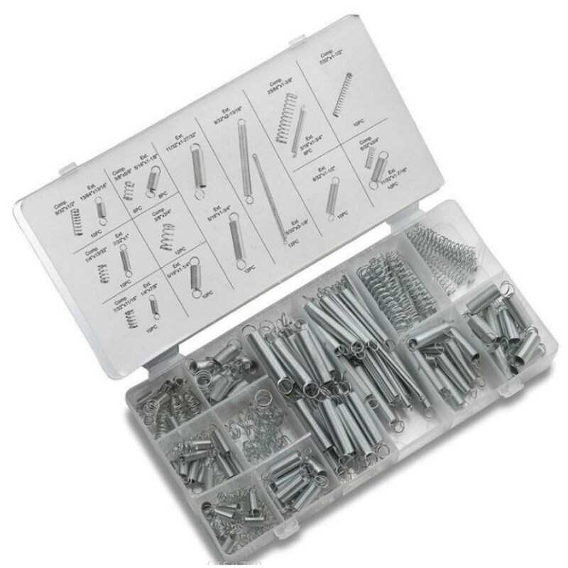 Assortiment de ressorts Assortiment de 200 ressorts d'extension et de compression, en métal galvanisé, avec étui de rangement portable