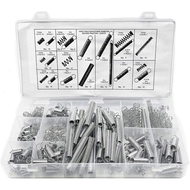 Assortiment de Ressorts de Compression et de Rallonge, Ressort en Acier en métal Assortiment Matériel Kit, Assortisde Ressorts avec boîte de