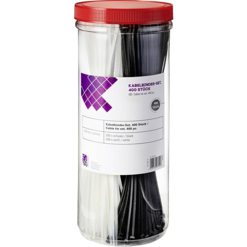 Tru Components - 1572053 Serre-câble 300 mm 3.60 mm noir, naturel 400 pc(s)
