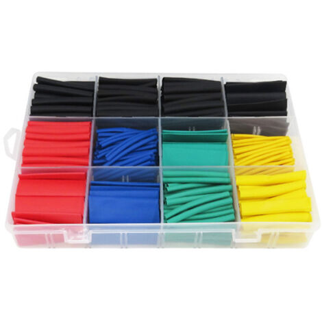 Assortiment de tubes rétractables de 530 pièces, ensemble de colle dans une boîte réutilisable 
