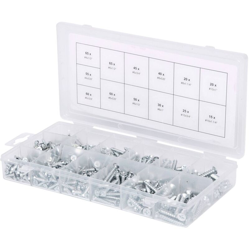 Assortiment De Vis Auto-Taraudeuses Bois, 550 Pcs (Prix Indicatif - Ref Vendue Uniquement En Présentoir)
