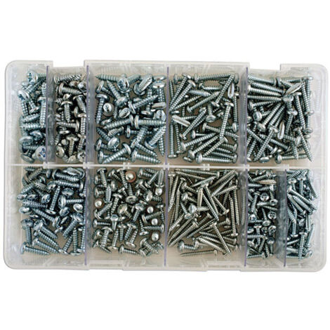 Assortiment de vis autoperceuses type Parker N°8 à N°12 – Tête ronde – Empreinte Pozidriv – Dimensions de 4.2 à 5.5 mm – Connect