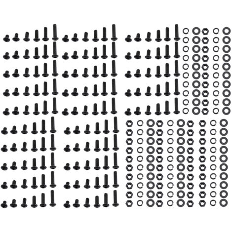 Assortiment de Vis Bouton M3 en Acier Noir avec Écrous Hexagonaux et Rondelles