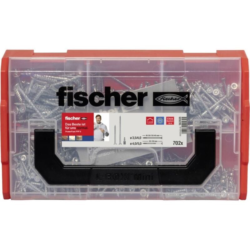 Assortiment de vis pour panneaux d'aggloméré Fischer FixTainer PowerFast ii tx 562928 acier étamé par galvanisation 1 s