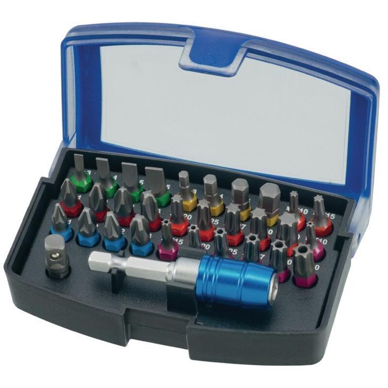 Assortiment d'embouts 32 pièces fente/PH/PZD/TX/TX-BO/6 pans PROMAT