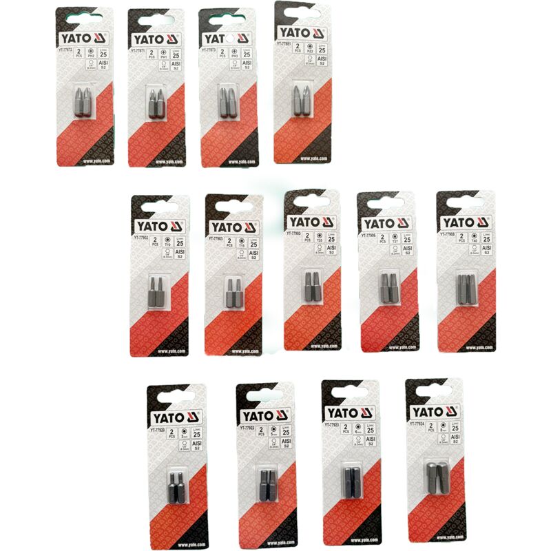 Yato - Assortiment d'embouts hex - pz - ph - torx / 13x2 embouts