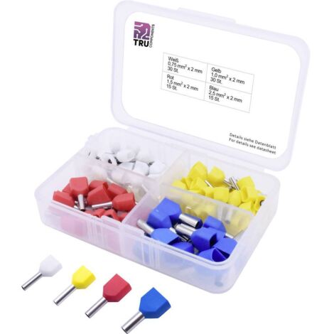 Assortiment d'embouts simples TRU COMPONENTS 0.75 mm² partiellement isolé blanc, jaune, rouge, bleu 90 pc(s)