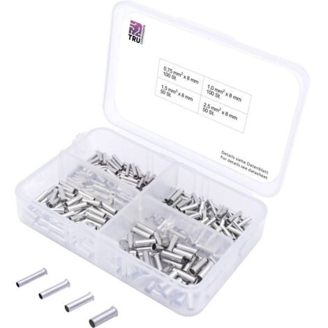 Assortiment d'embouts simples TRU COMPONENTS 0.75 mm² x 8 mm non isolé argent 300 pc(s) Q751062