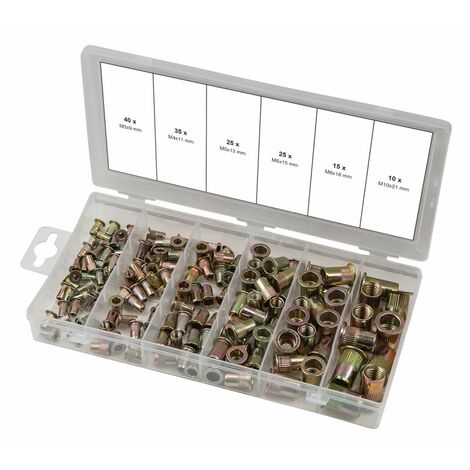Assortiment d'inserts taraudés acier, 150 pcs