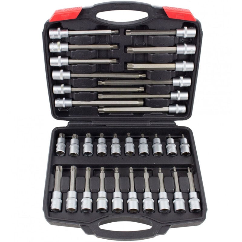 Kroftools - Coffret 32 douilles males a embout torx t20 à t70 long & court 1/2