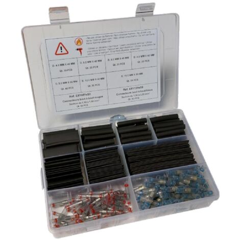 ASSORTIMENT GAINES THERMO-RETRACTABLES + 100 CONNECTEURS PRO (COFFRET)