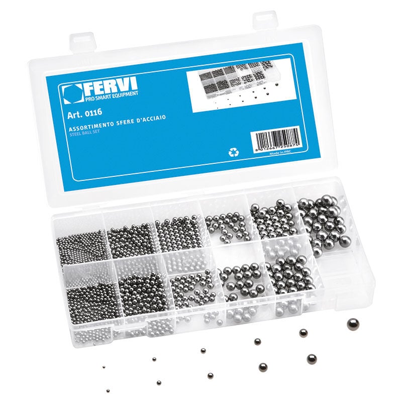Fervi - assortiment metric billes en acier chrome 450 pieces 0116